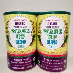 2X Trader Joe's Organic Fair Trade Wake Up Blend Coffee 28 oz Whole Bean medium